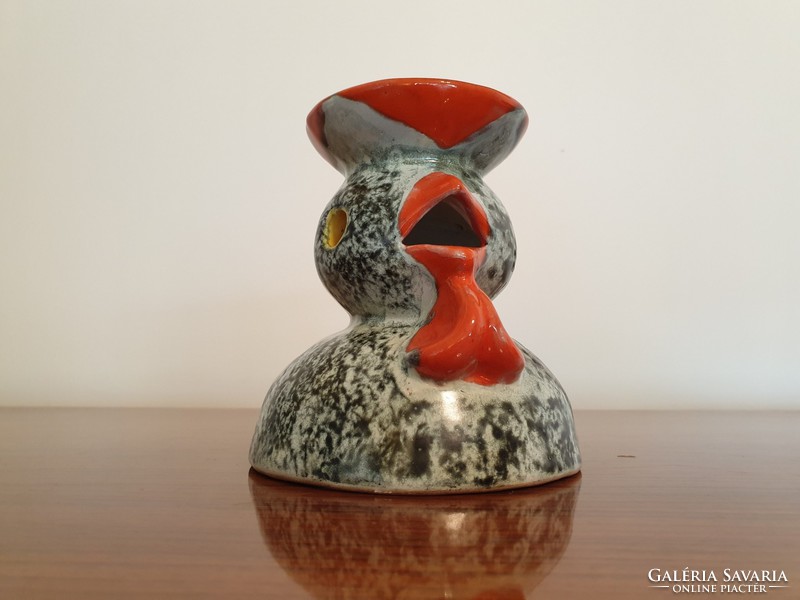 Retro craft ceramic chicken hen ornament bird candlestick
