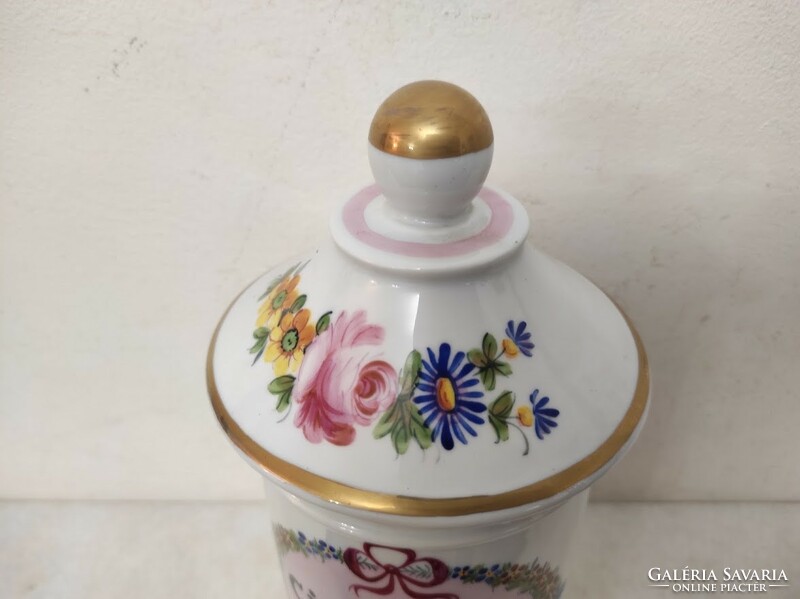 Antique pharmacy jar painted with white porcelain inscription medicine pharmacy medical device 847 5502