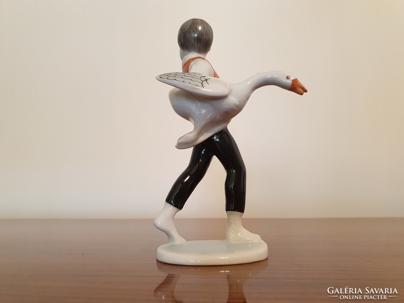 Old raven house porcelain goose boy figurine