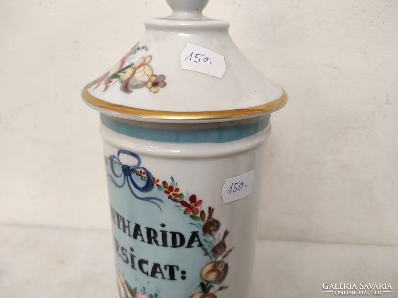 Antique pharmacy jar painted with white porcelain inscription medicine pharmacy medical device 150 5499