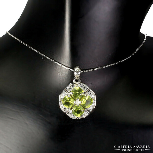 Genuine peridot 925 silver necklace