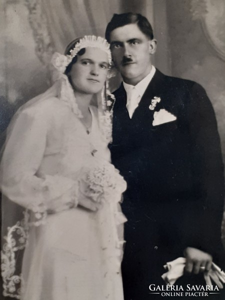 Old wedding photo circa 1930 bride groom photo