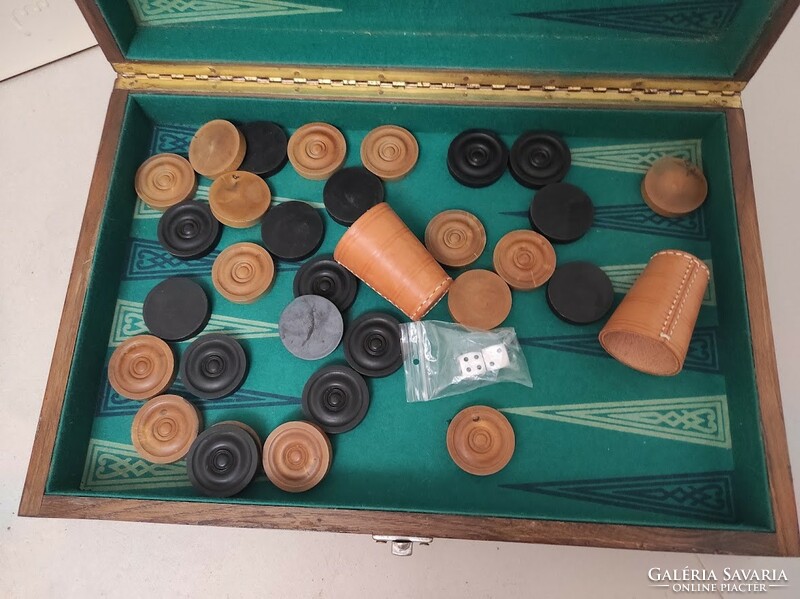 Antik játék backgammon társasjáték ostábla arab játék dobozában 173 5532