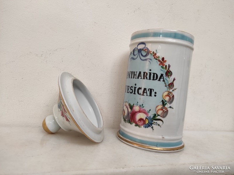 Antique pharmacy jar painted with white porcelain inscription medicine pharmacy medical device 150 5499