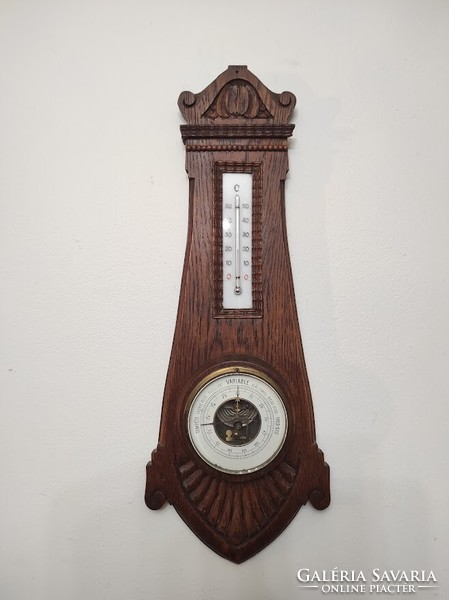 Antique art deco wall thermometer barometer operating 431 5495