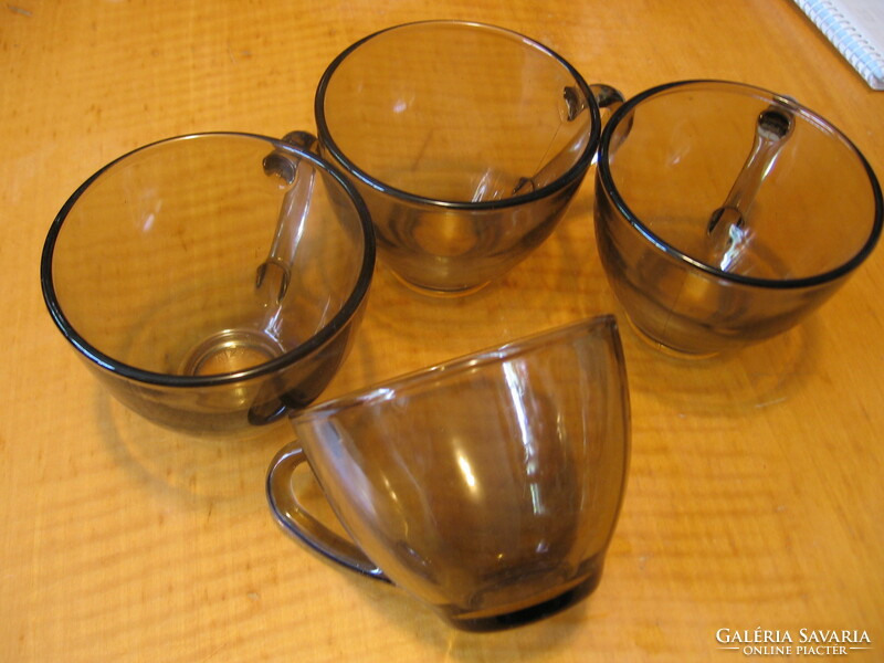 Smoke colored thick glass of tea, coffee cup kig indonesia 4 pcs in one