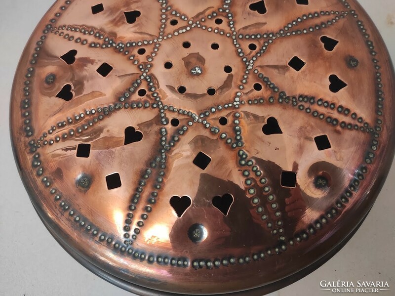 Antik vörösréz konyhai edény kávé pörkölő hosszú nyéllel kávépörkölő 641 5544