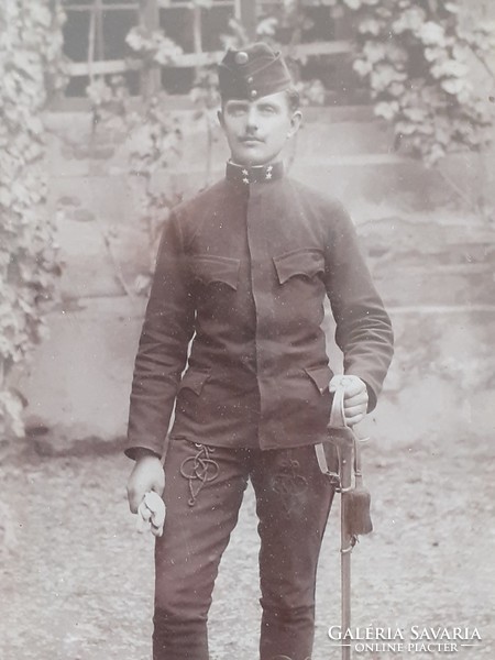 Régi katona fotó huszár keretben Kühn Mihály fénykép N.Becskerek Nagybecskerek