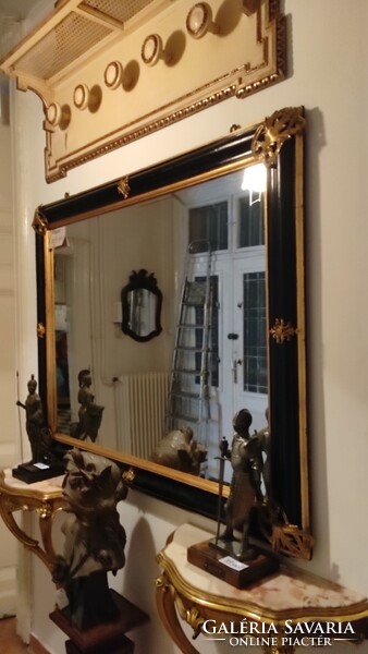 Wooden frame mirror.Hand carving. Plant gilded ornaments xx century.Large size.