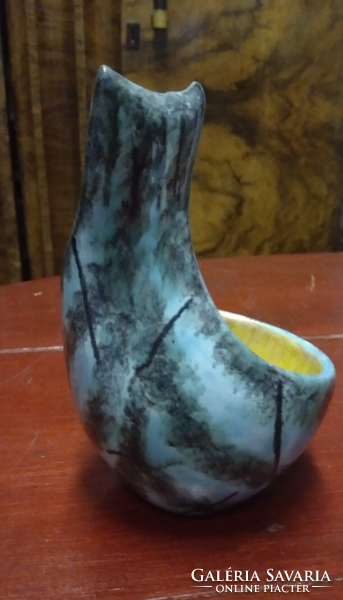 Régi vintage retro Luria Vilma különleges alakú madár váza, ritka " LURIA " szignóval