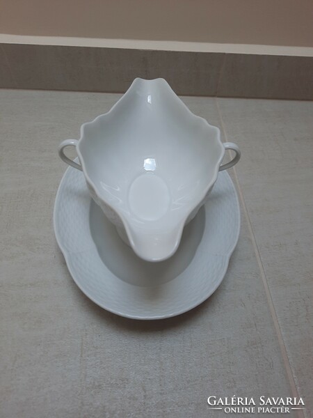 Bowl of white Herend porcelain sauce + saucer