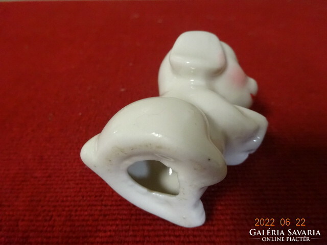 Német porcelán figura, ülő kutya, magassága 6 cm. Vanneki! Jókai.