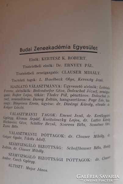 Bulletin of the Music School of the Buda Academy of Music in 1942