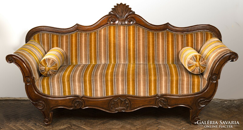 Neobarokk szalon kanapé .Eredeti aranyozott fa és eredeti kárpit.Ritka