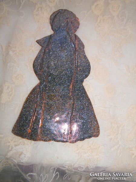 Old fire enamel figurine door-copper base