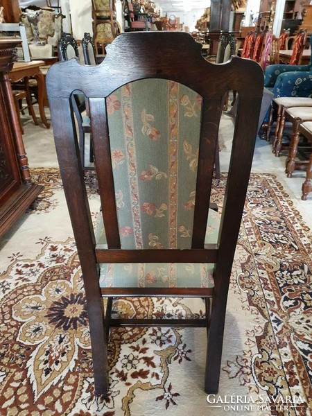 Antik keményfa étkező/tárgyaló asztal 6 db kárpitozott székkel
