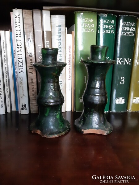 Glazed tile candlesticks in pairs