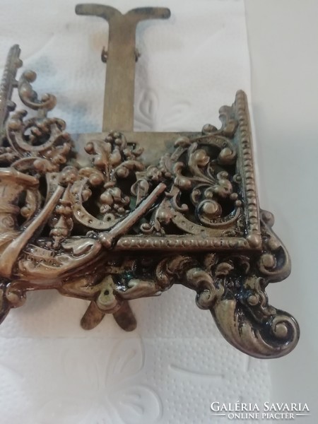 Antique very artistic metal picture frame with jug and horn decorated with beautiful antique pieces