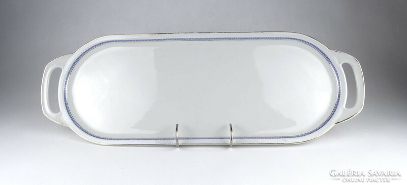 1J567 old large white blue epiag porcelain tray