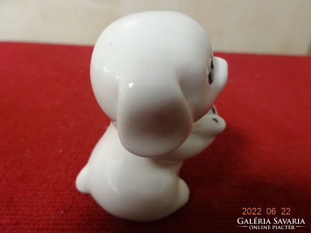 Német porcelán figura, ülő kutya, magassága 6 cm. Vanneki! Jókai.