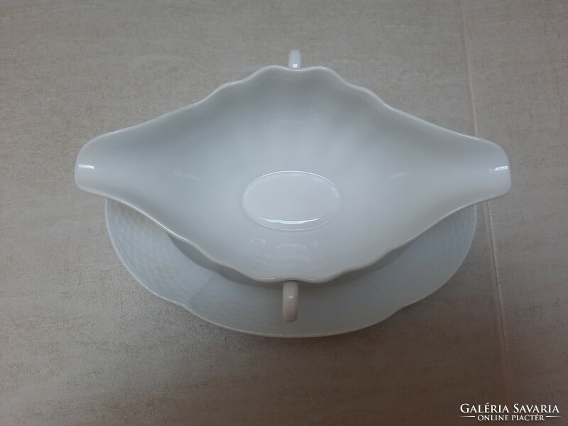 Bowl of white Herend porcelain sauce + saucer