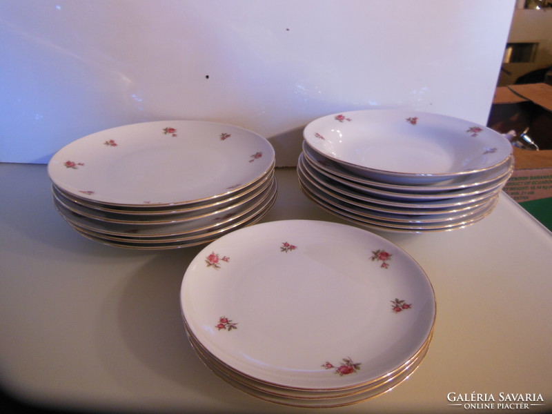 Plate - 16 pcs - from 1907 - Röslau winterling 1. - 1907 - 1950 - Ig - pink - not worn - perfect