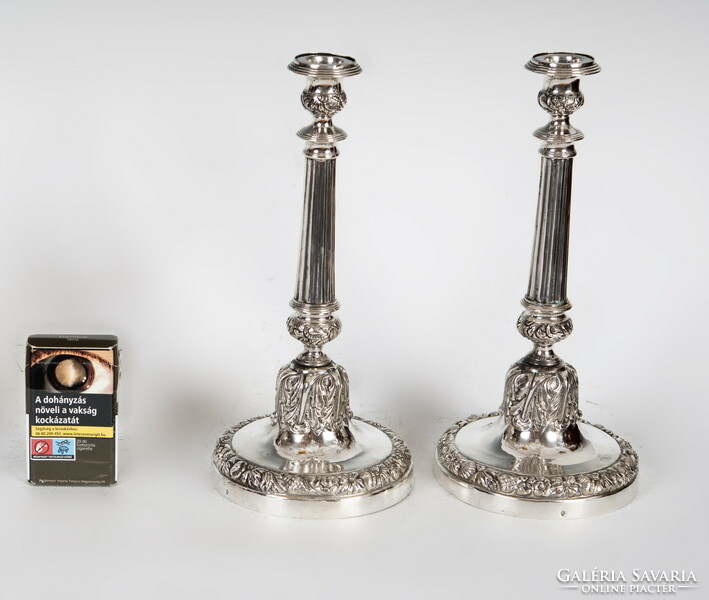 Pair of silver antique Italian candlesticks