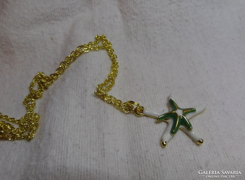 Beautiful fire enamel starfish - pendant necklace.