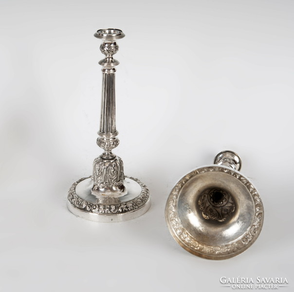 Pair of silver antique Italian candlesticks