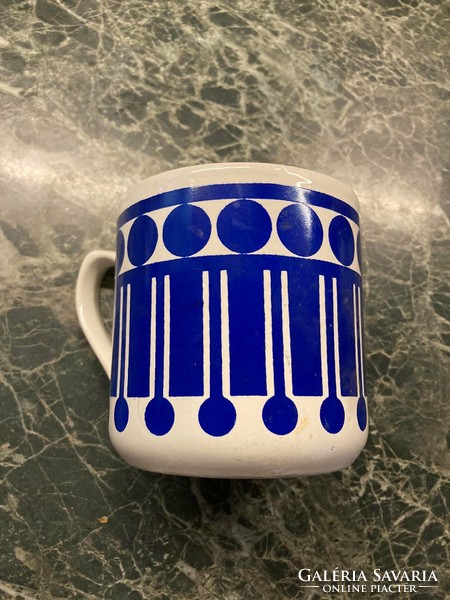Blue patterned ceramic mug old