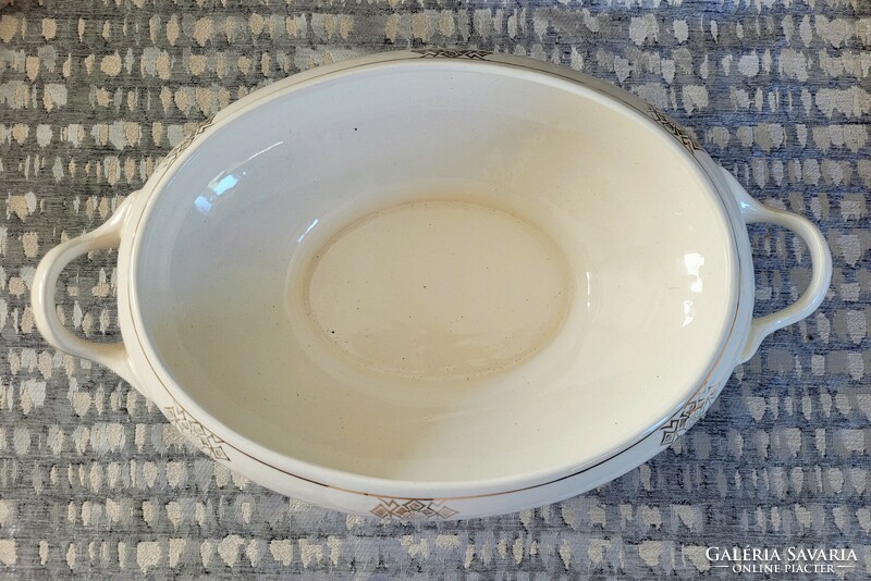 Art Nouveau oval golden faience bowl