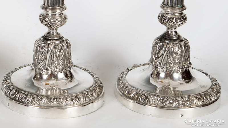 Pair of silver antique Italian candlesticks