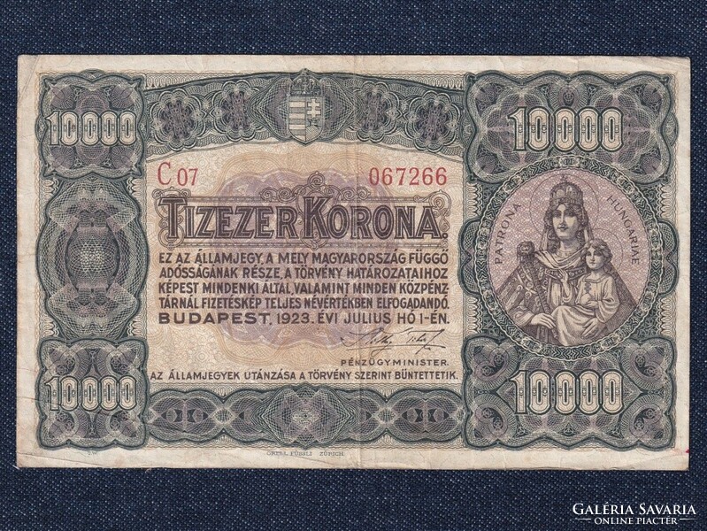 Kisméretű Korona államjegyek 10000 Korona bankjegy 1923 (id62801)