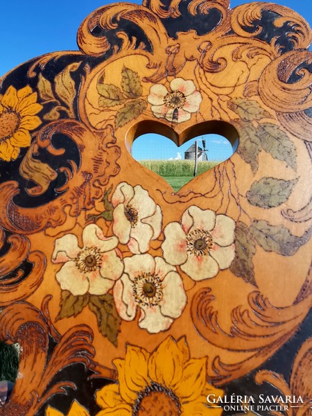19th century folk sunflower chair with wild roses