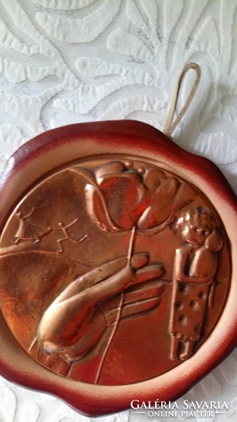 Created by Erika Ligeti! Old copper relief wall picture, which was made on the occasion of Mother's Day