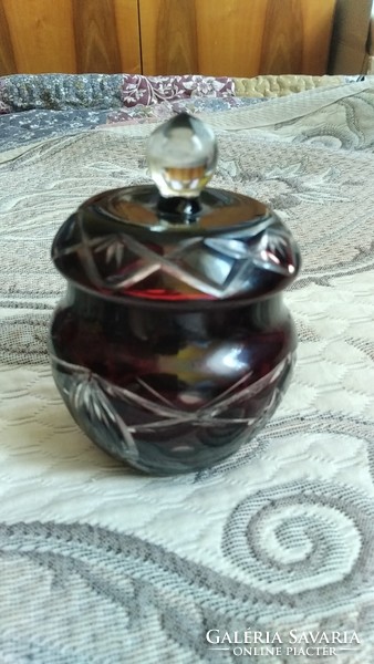 Burgundy engraved polished sugar bowl