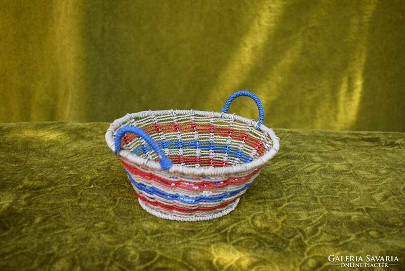 Retro wire basket, small braided basket decoration 17 x 7 cm + ears