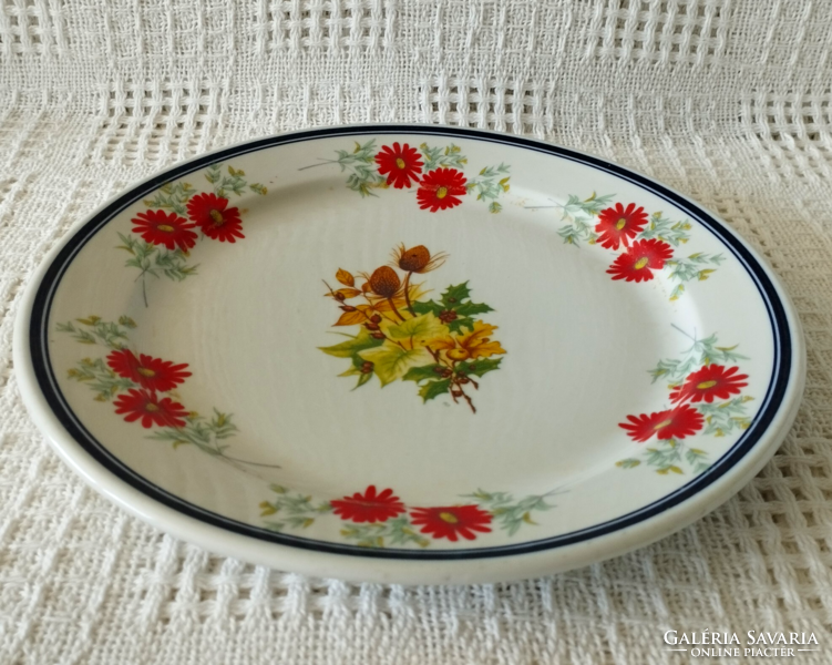 Nagyon ritka egyedi festésű jelzett Alföldi porcelán lapos tányér gerbera virág mintával