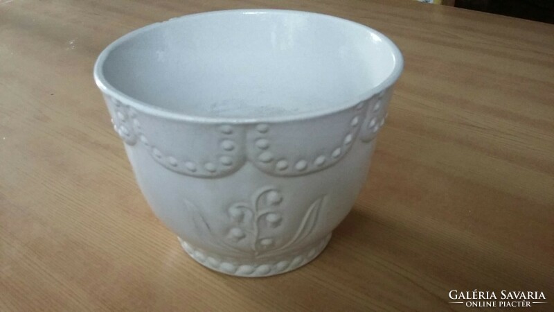 Old lily of the valley ceramic pot (granite?)