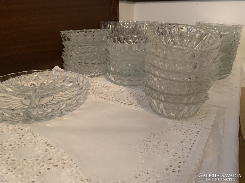 Thick German glass dessert compote salad set offering 59 pieces