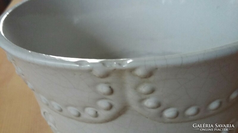 Old lily of the valley ceramic pot (granite?)
