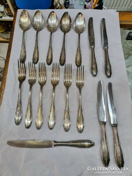 Set of old silver-plated cutlery