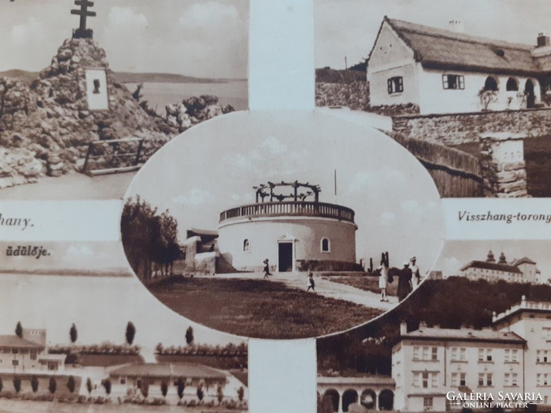 Régi képeslap 1942 Tihany Néprajzi múzeum Visszhang-tororny balatoni fotó levelezőlap