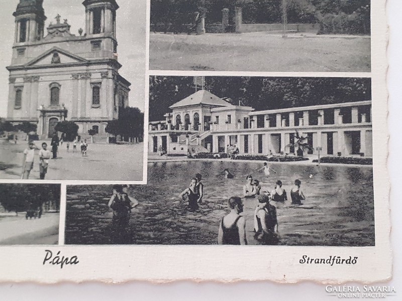 Régi képeslap Pápa kastély templom tanítóképző nevelőintézet fürdő fotó levelezőlap