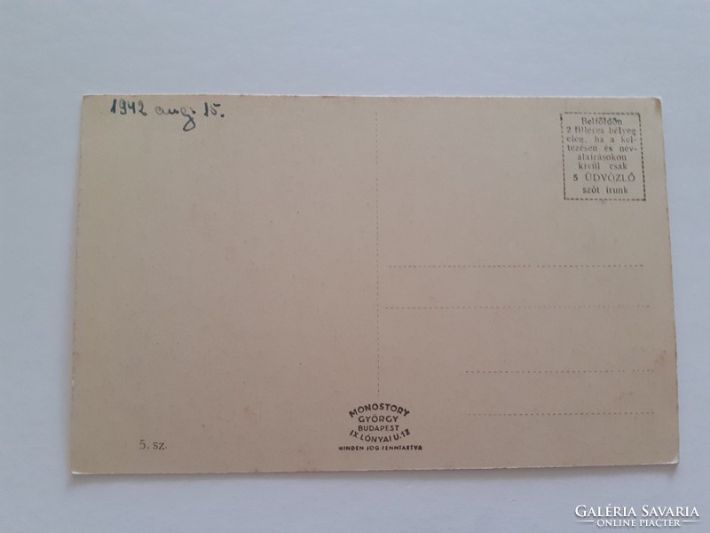 Régi képeslap 1942 Balatonboglár parkrészlet balatoni fotó levelezőlap