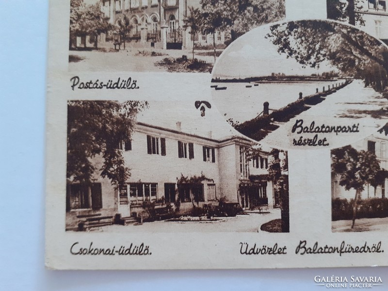 Régi képeslap 1950 Balatonfüred Astoria szálló Csokonai üdülő Postás üdülő fotó levelezőlap