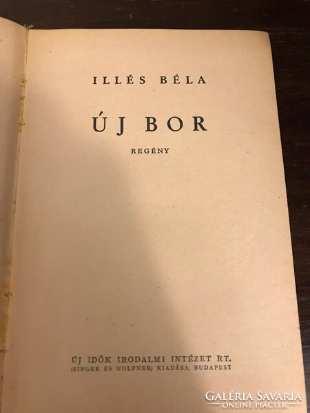 Béla Elijah: a book entitled New Wine. Half canvas binding with torn paper cover