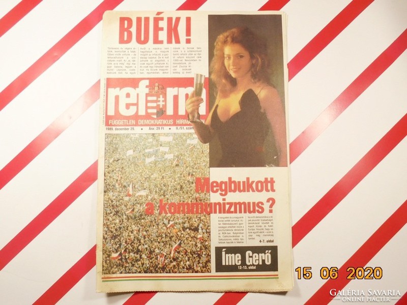Old retro newspaper - reform - independent democratic magazine - December 29, 1989 - Ii. Year No. 51