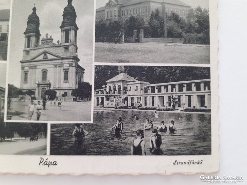 Régi képeslap Pápa kastély templom tanítóképző nevelőintézet fürdő fotó levelezőlap