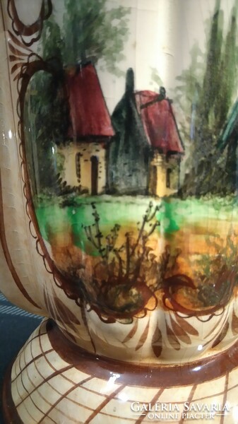 18th / 19th century French hand-painted landscape earthenware vase cheap!